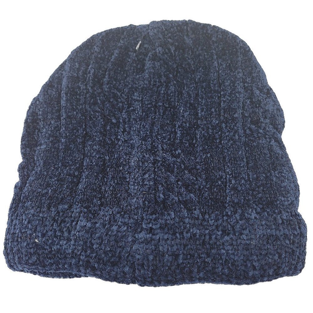 Women's Winter Thermal Fleece Knit Lined Beanie Hat, Blue - Picture 2 of 3